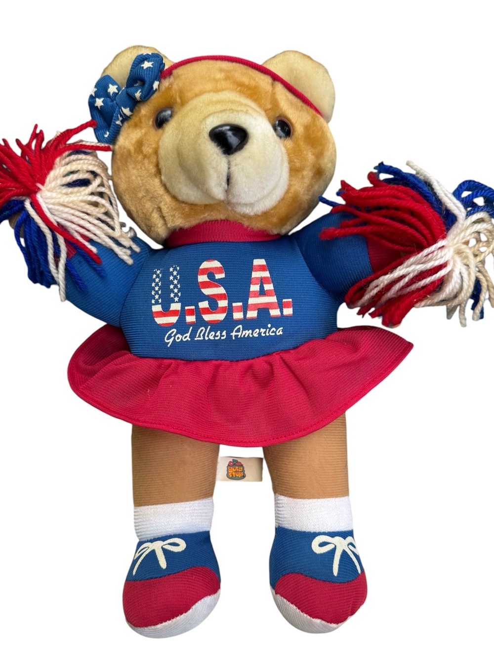 2000 Good Stuff U.S.A. God Bless America Cheerleader Teddy Bear Plush 12”